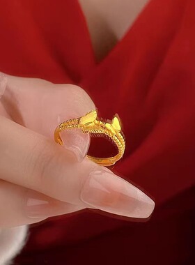 越南沙金蝴蝶戒指女款时尚气质指
