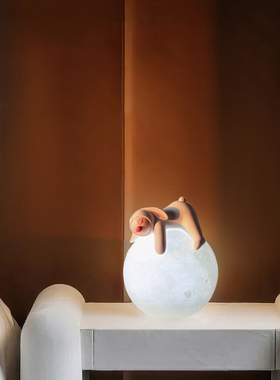 可爱情侣床头月球小夜灯摆件