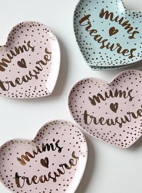 心型陶瓷描金首饰碟收纳碟