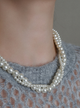 复古宫廷风甜美珠珠缠绕项链高级感锁骨链高级感宴会高奢