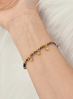 新中式编绳可调节黑绳手链茶壶柿子吊坠叠戴个性百搭