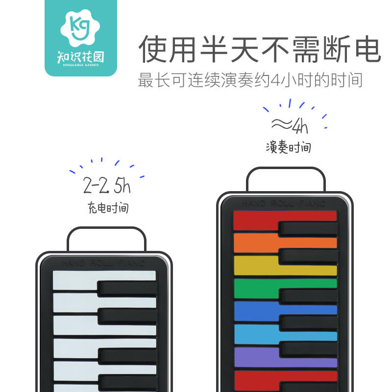 知识花园旗舰店电子琴儿童初学者入门便携手卷钢琴自学神器折叠音乐玩具女孩乐器1