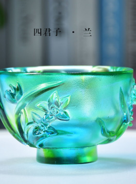 四君子古法琉璃梅花碗装饰摆件