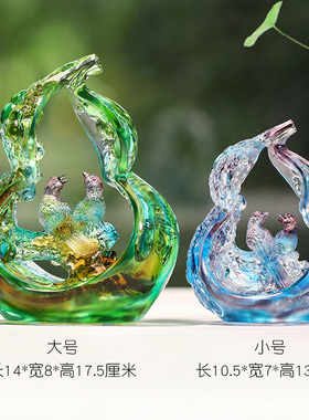 琉璃祝福喜鹊桌面装饰品结婚礼物