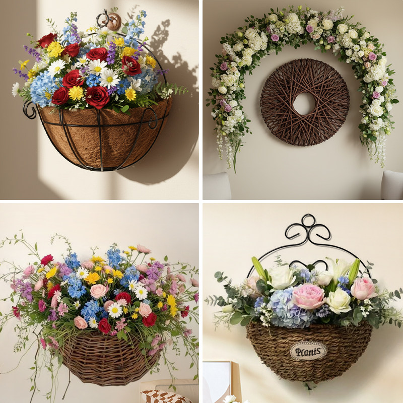 壁挂篮手工编织花篮草编挂篮椰棕篮柳编篮墙壁绿植花束篮子装饰品,淘宝优惠券,粉丝福利购,淘宝优惠卷