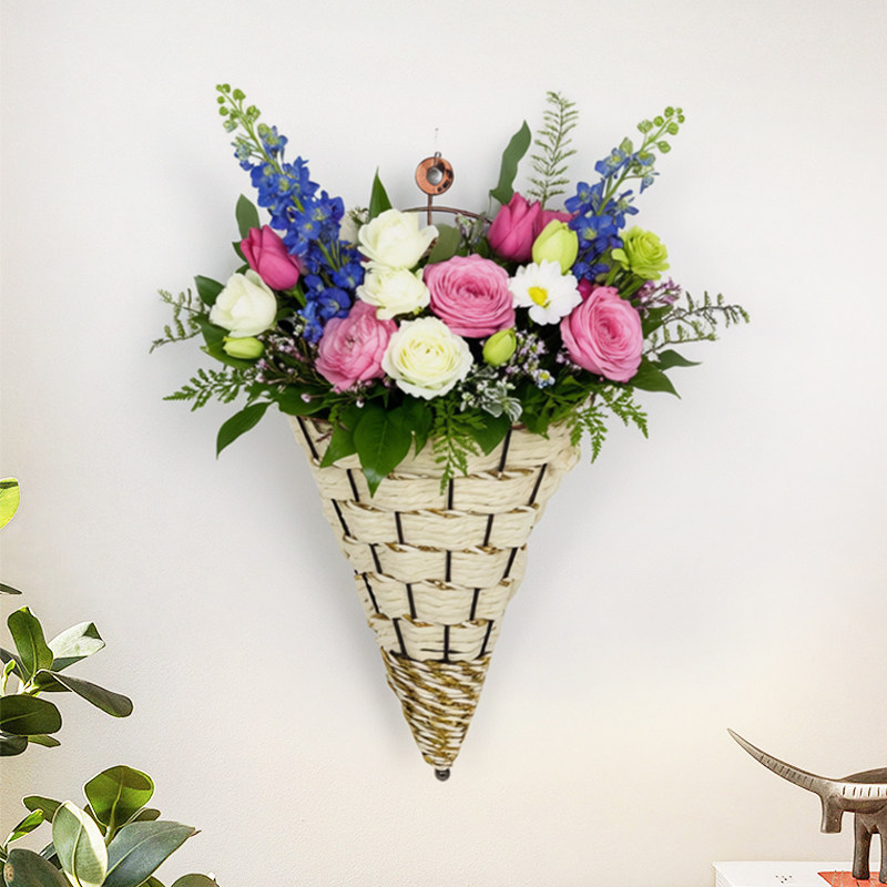 壁挂篮手工编织花篮草编挂篮椰棕篮柳编篮墙壁绿植花束篮子装饰品,淘宝优惠券,粉丝福利购,淘宝优惠卷