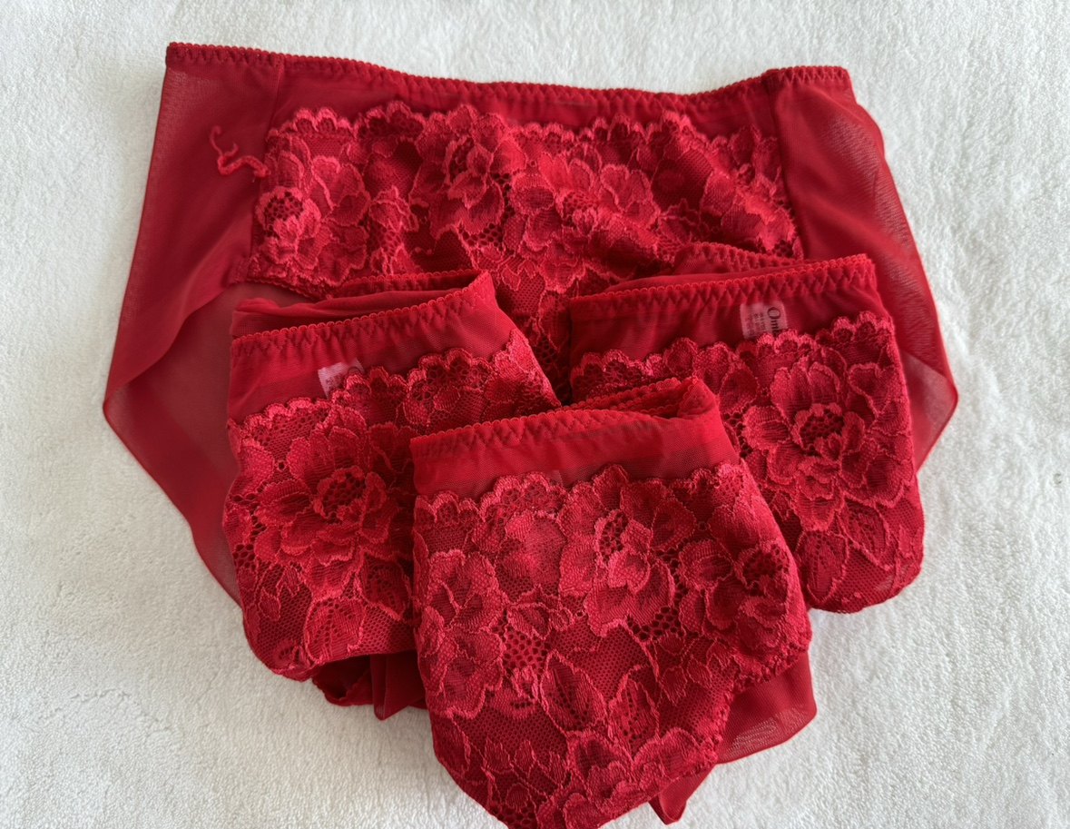 现货秒发红色上新出口韩国原单轻奢大红色蕾丝网眼无痕速干女短裤,淘宝优惠券,粉丝福利购,淘宝优惠卷