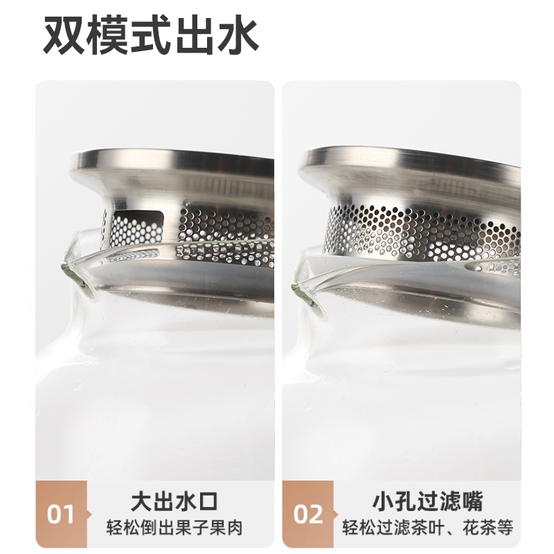 德国plazotta耐热玻璃水壶大容量1800ml冷水壶花茶壶果汁壶凉茶壶