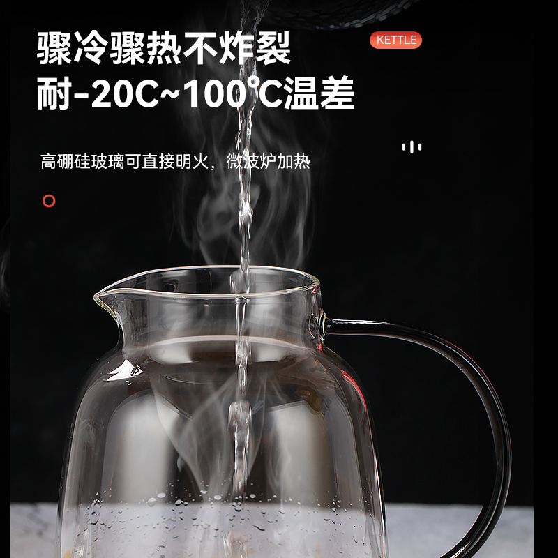 德国plazotta耐热玻璃水壶大容量1800ml冷水壶花茶壶果汁壶凉茶壶