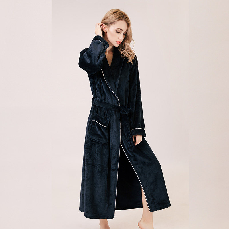 秋冬款法兰绒冬季加绒加长款男睡袍 秋泓齐睡袍/浴袍