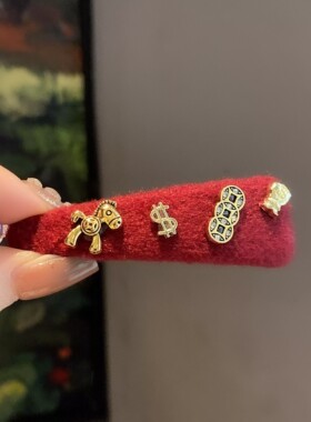 喜庆红色毛呢福袋小马边夹女甜美时尚侧边碎发一字夹发卡新款发饰