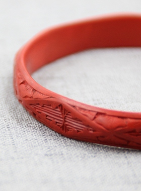 非遗传承剔红古风手工古法雕漆手镯女老外贸出口库存小众复古气质