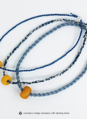 颈绳纯银手工编织麻棉纯银珠