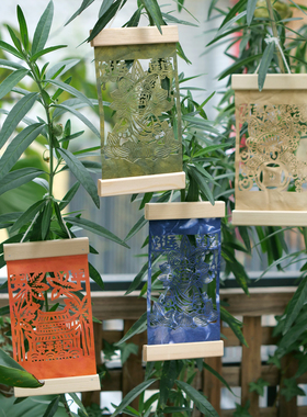 植物染扎染纸雕甲马瓦猫镂空挂画