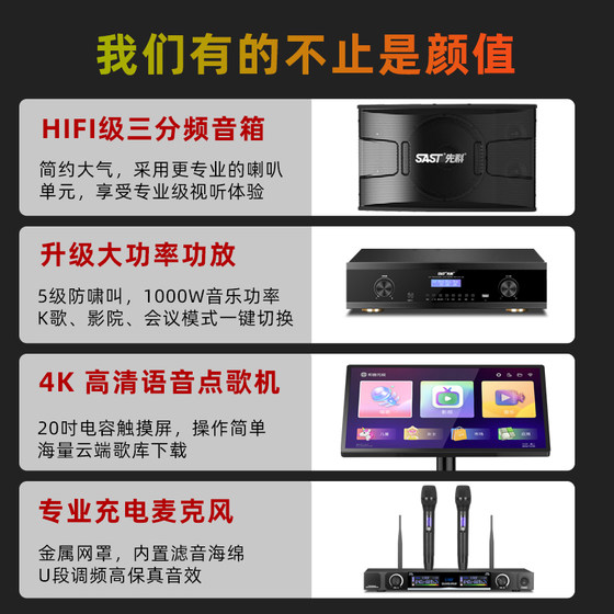 先科W10家庭KTV音响套装全套 家用客厅卡拉ok唱歌机K歌音箱点歌机