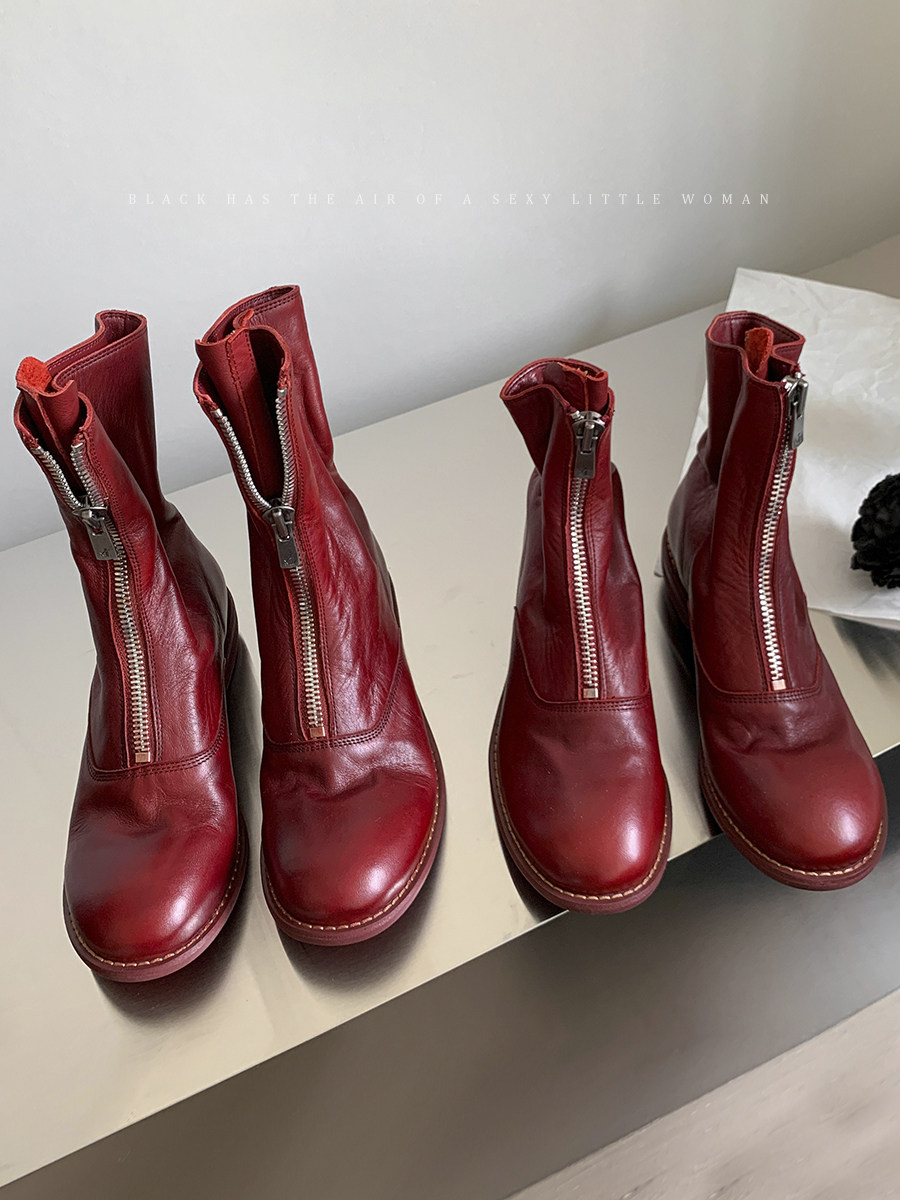 网红guidi鬼帝310短靴女前拉链中筒真皮马丁靴女英伦风春秋单靴子,淘宝优惠券,粉丝福利购,淘宝优惠卷