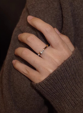 虎眼石弹力戒指女小众高级感轻奢食指戒文艺复古设计感指环