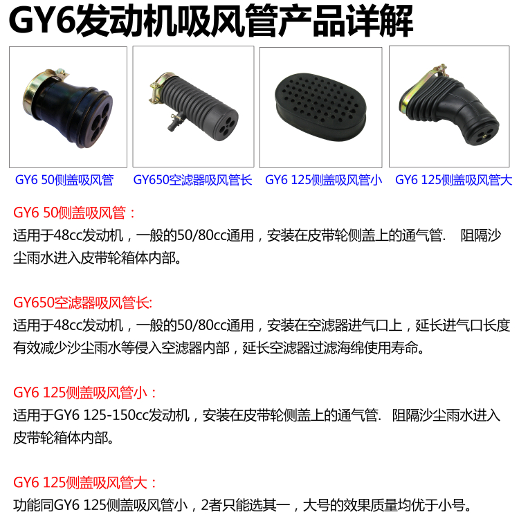 GY6发动机侧盖吸风管 GY6125 150侧盖吸风罩 50空气空滤器吸风管 - 图0