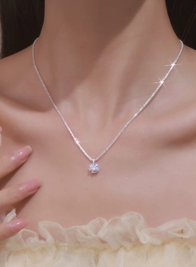 波光粼粼满天星S925纯银白色锆石锁骨链冷淡高级感精致气质项链