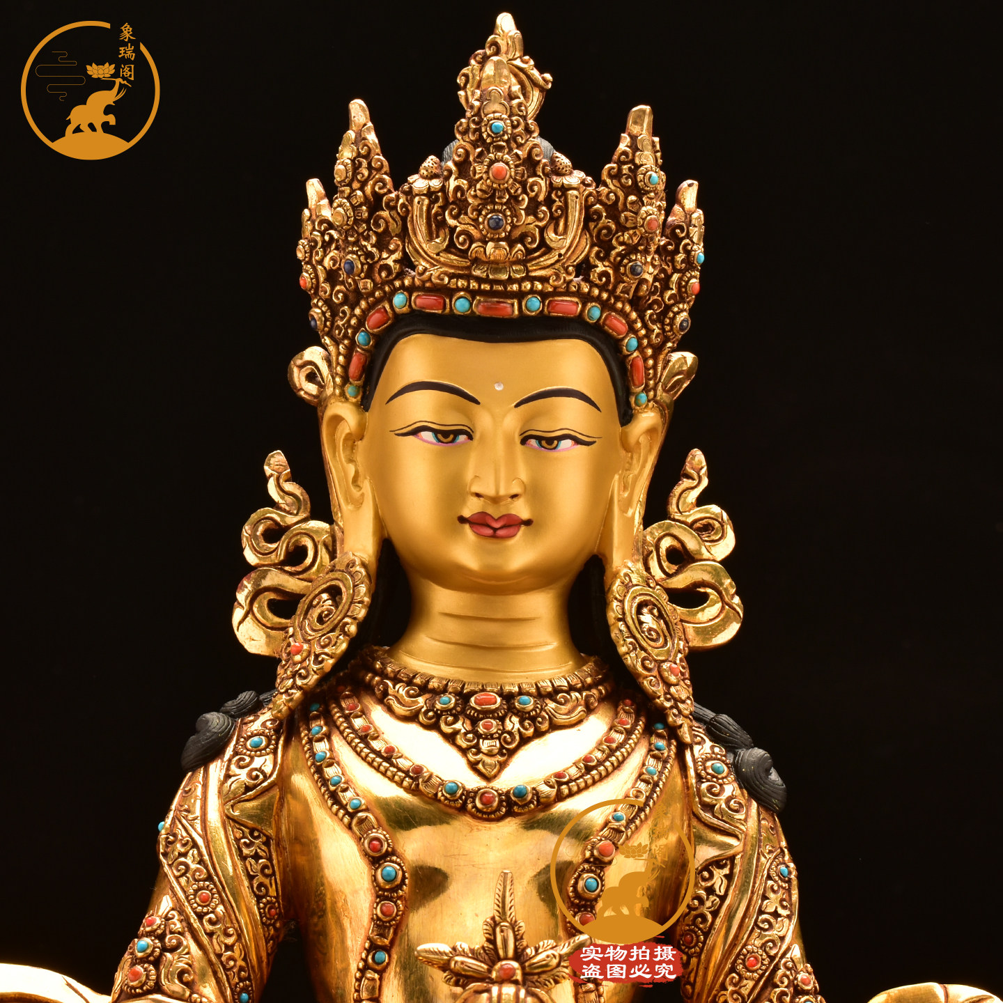 尼泊尔进口释迦族纯手工紫铜鎏金地藏王菩萨佛像摆件密宗铜像35cm,淘宝优惠券,粉丝福利购,淘宝优惠卷