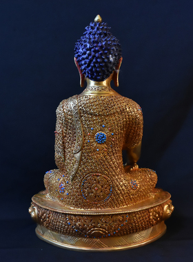紫铜鎏金释迦摩尼33cm铜像
