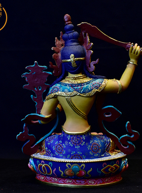 尼泊尔手工篆刻文殊菩萨铜像