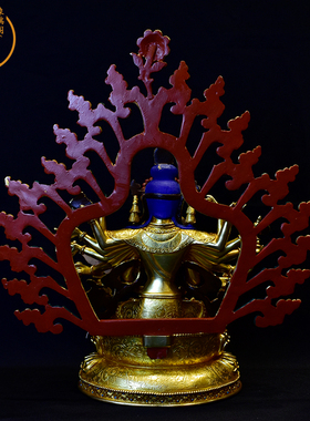 尼泊尔手工雕花鎏金准提佛母