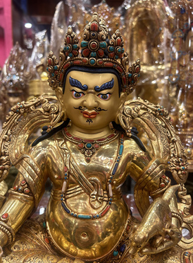 尼泊尔释迦族手工艺紫铜鎏金38cm黄财神