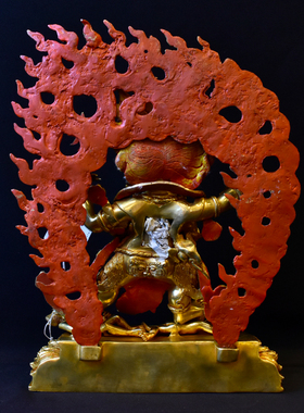 瑞阁臂玛哈嘎拉紫铜鎏金1尺铜像