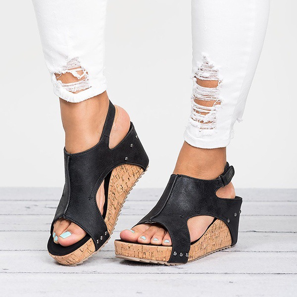 2018 Ladies flat toe sandals wedge women summer shoes女凉鞋 - 图2