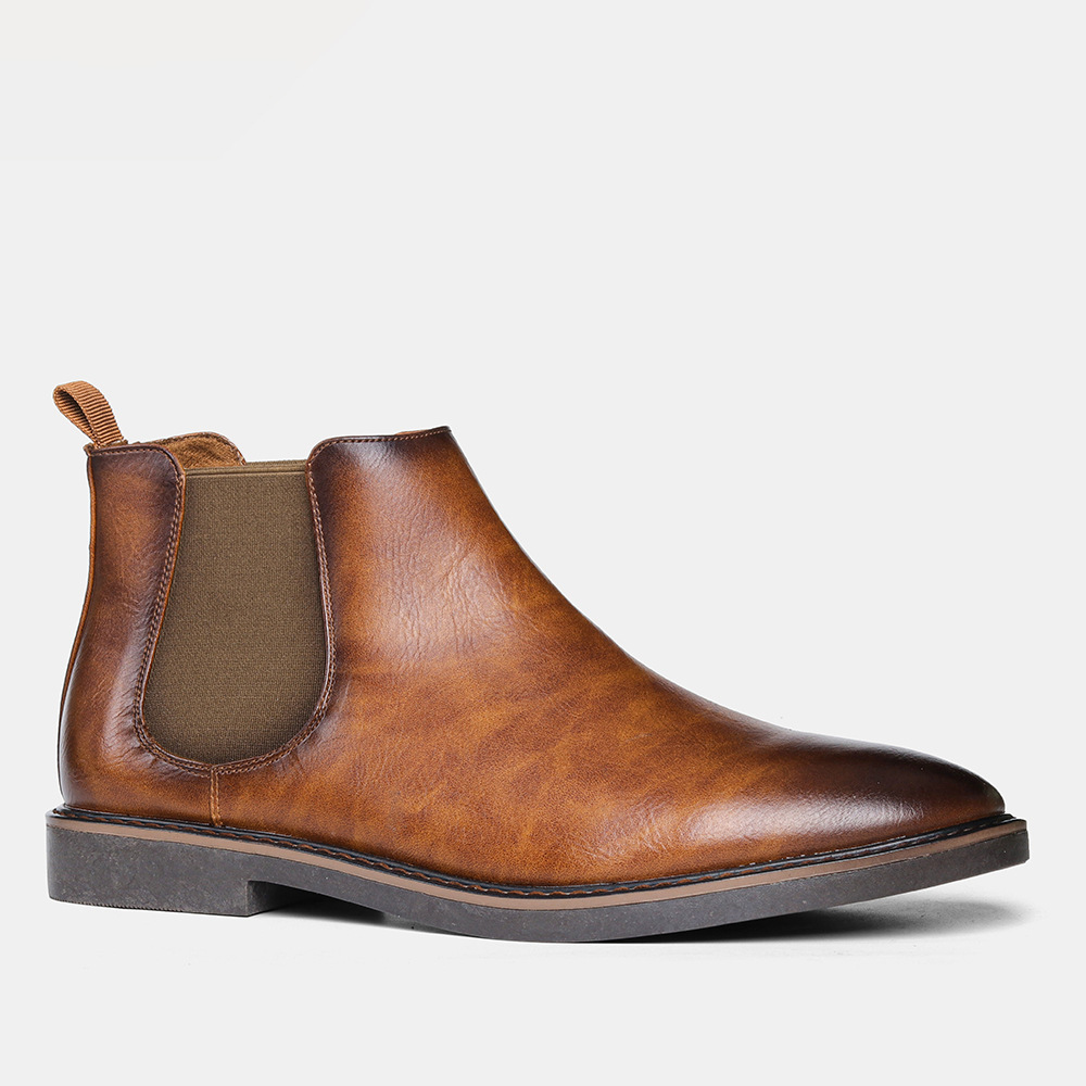 男士切尔西靴复古鞋Men Chelsea Boots Waterproof Leather Shoes - 图0