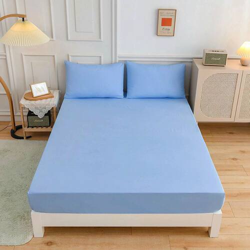 King Size bed sheets fitted sheet pillow cases简约床笠枕套-图1