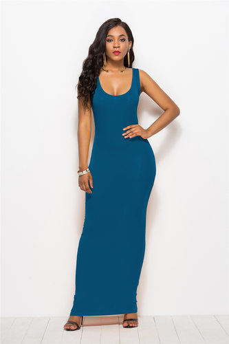 2018 summer dress elegant women ladies sleeveless long dress - 图2