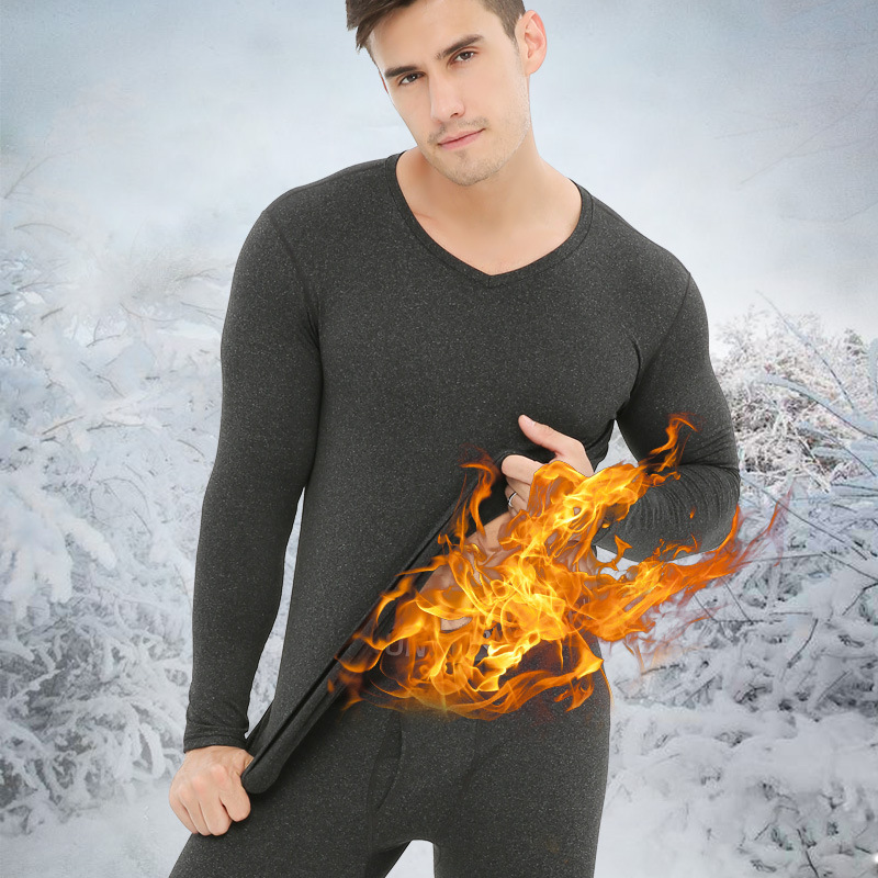 Men's Thermal Underwear Set Winter Warm Men Thick Long Johns - 图0