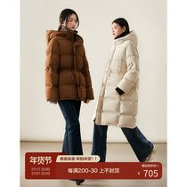 Laughing Culvert suede winter day ceiling Songhua River 95% white goose down with a long and short down jacket