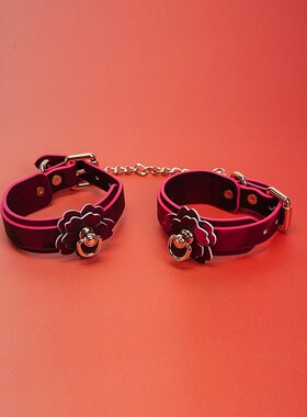 Aura Collar轻奢真皮手铐手环感温变色绯樱链樱花脚环套装牵引绳