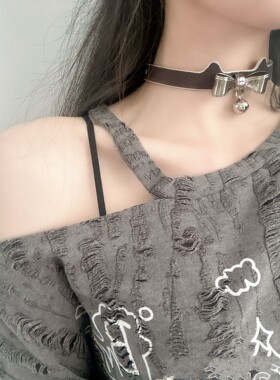 Aura Collar轻奢真皮原创猫耳朵温变蛇纹PUPPY choker项圈牵引绳