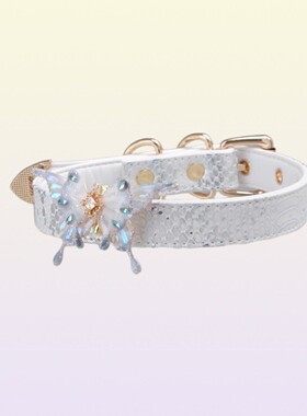 Aura Collar轻奢真皮项圈choker牵引绳PUPPY皂化液蝴蝶水钻女项圈