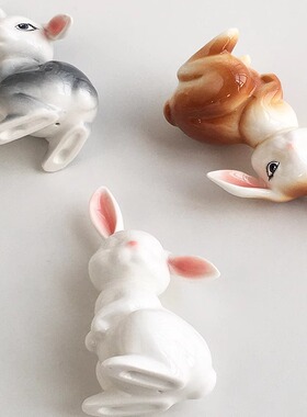 Annie Garden 外贸订单 可爱简约陶瓷小兔子精致创意家居装饰摆件