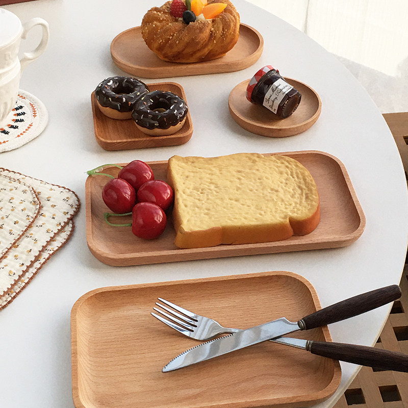 Annie Garden  简约榉木实木托盘圆形椭形餐厅家用小食甜品水果盘,淘宝优惠券,粉丝福利购,淘宝优惠卷