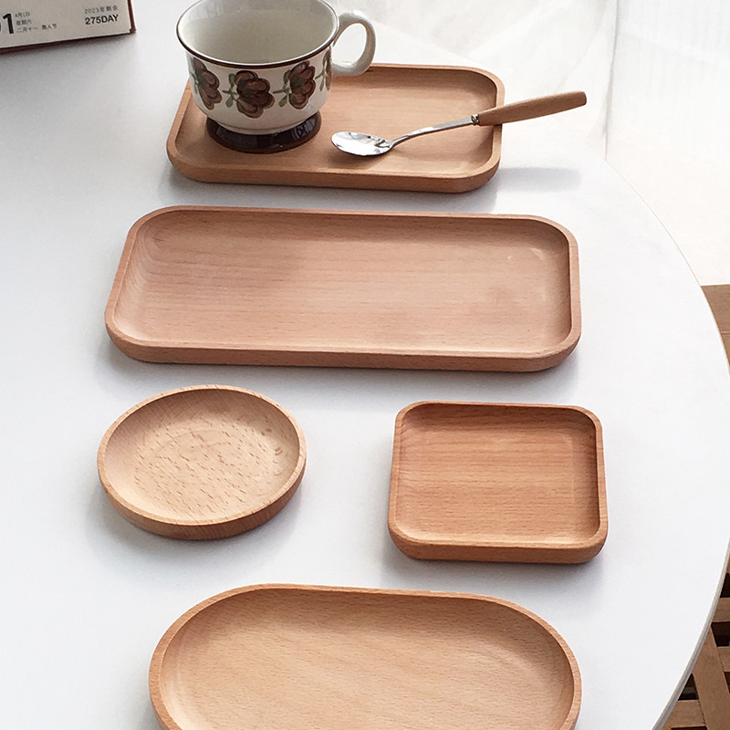 Annie Garden  简约榉木实木托盘圆形椭形餐厅家用小食甜品水果盘,淘宝优惠券,粉丝福利购,淘宝优惠卷