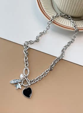 2022年小众独特设计感星星OT扣项链锁骨链女高级感爱心饰品日韩