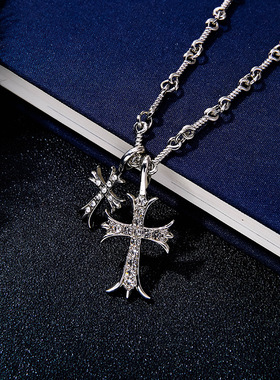 克罗十字架项链潮嘻哈欧美复古男