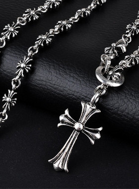 王思聪女友网红同款欧美潮KE罗心十字架伸缩款短款复古项链男女款