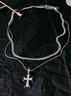 十字架项链双层情侣学生吊坠