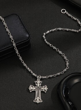 欧美做旧暗黑大十字架哥特式朋克风配饰复古吊坠首饰项链饰品男女