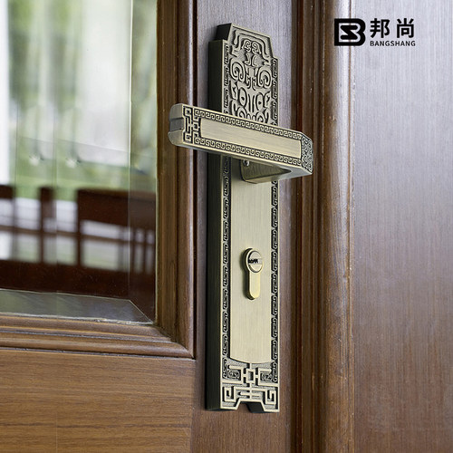 意大利邦尚门锁新中式室内卧室房门锁卫生间静音实木把手仿古锁具 - 图1