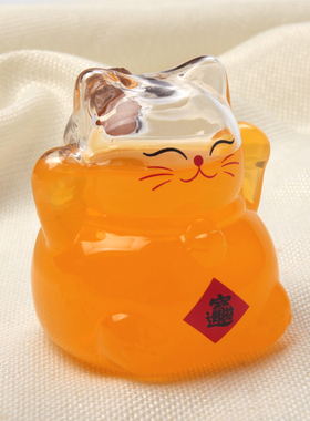 可爱招财猫玻璃蜂蜜瓶摆件