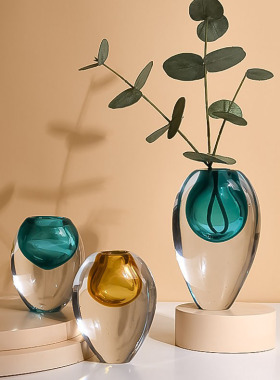 琉璃花瓶创意简约现代轻奢客厅玄关家居软装插花玻璃装饰品摆件小