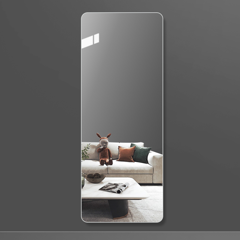 无框全身镜壁挂式圆角贴墙穿衣镜家用卧室挂墙防爆试衣镜自粘镜子 - 图1